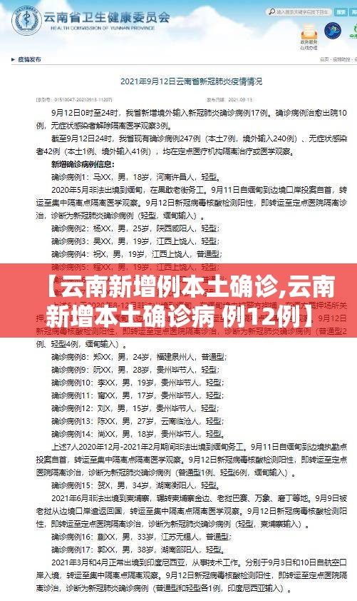 【云南新增例本土确诊,云南新增本土确诊病 例12例】